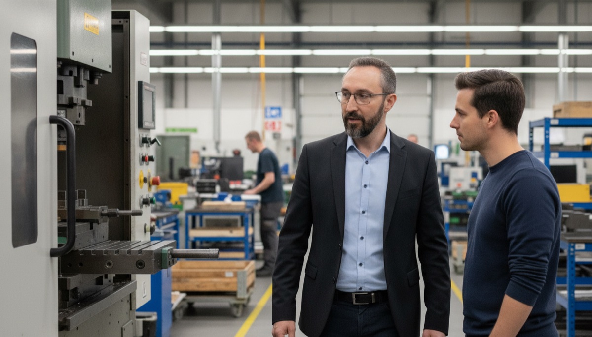 Tim Rosen von NovaData Solutions im Gespräch beim Kunden vor Ort zur Planung eines KI-Agenten